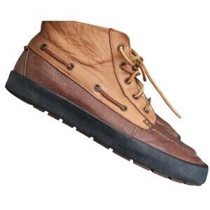 Polo Ralph Lauren Men 12 D Leather Moc Toe Boat Chukka Ankle Boots Brown Delmont
